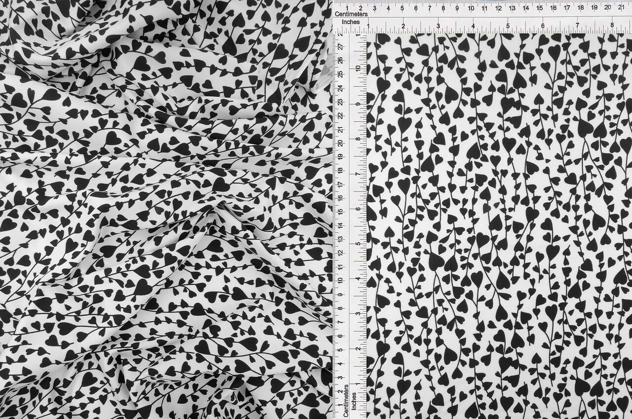 Heart Print DTY Knit Fabric 1 Yard Soft Stretch Lightweight 58/60" Wide